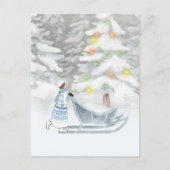Frau Winter Festive Snow Christmas Wasserfarbe Postkarte (Vorderseite)