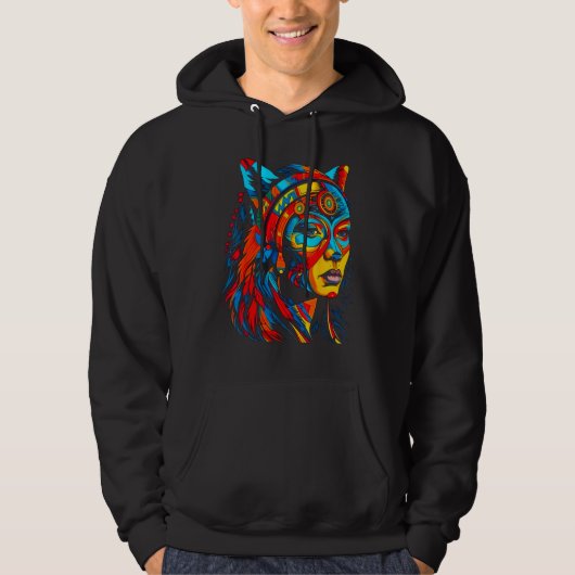 Frau Wolfskopf Native American Creative Hoodie (Vorderseite)