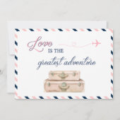 Frau World Travel Brautparty Navy Pink Einladung (Rückseite)