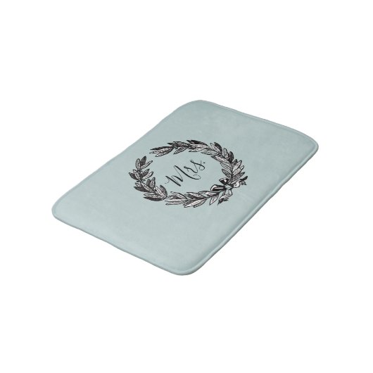 Frau Wreath Turquoise Bath Mat Badematte (Schrägansicht)