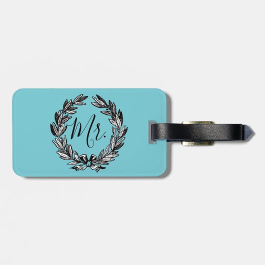 Frau Wreath Turquoise Gepäckmarke Gepäckanhänger (Rückseite horizontal)