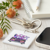 Frau zu Halloween Gnomes Lieferwagen Truck Hat Schlüsselanhänger (Vorderseite rechts)