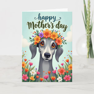 Frau zum Muttertag Florale Hund Karte