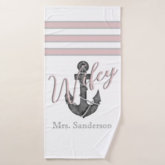 Frauchen Nautical Monogram Staubig Rose Pink Anke Badehandtuch (Badehandtuch)