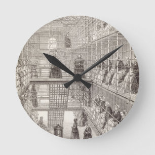 FrauConvicts bei der Arbeit während der stillen Runde Wanduhr