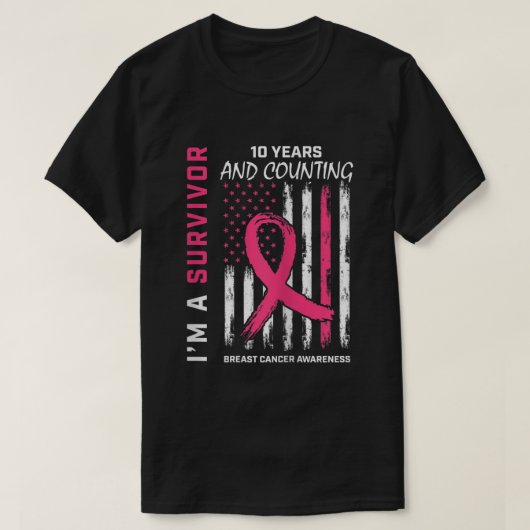 Frauen 10 Jahre Überlebende Geschenke Rosa Brustkr T-Shirt (Design vorne)
