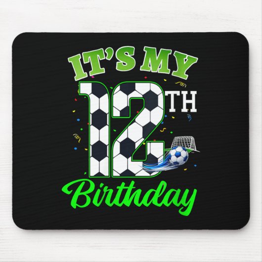 Frauen 12. Geburtstag Fußball Junge Mädchen Kinder Mousepad (Vorne)