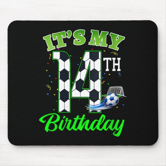 Frauen 14. Geburtstag Fußball Junge Mädchen Kinder Mousepad (Vorne)