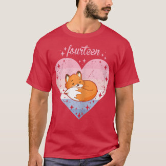 Frauen 14 Jahre alter Niedlicher Fox Geburtstagski T-Shirt