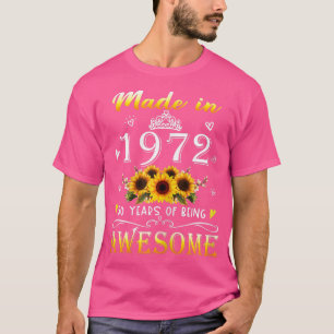 Frauen 1972 Sonnenblume 50. Tag 50 Jahre T-Shirt