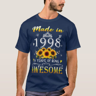 Frauen 1998 Sonnenblume 24. Tag 24 Jahre T-Shirt