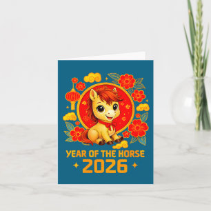Frauen 2026 Jahr des Pferdes Lunar Neujahr 2026 Karte