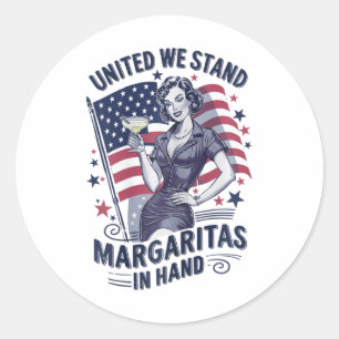Frauen 4. Juli Shirt Vereint wir Stand Margarita Runder Aufkleber