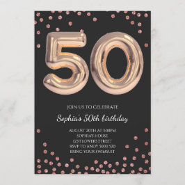 Frauen 50. Geburtstag 50 Rose Gold Elegant Einladung