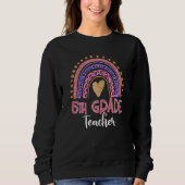 Frauen 5. Klasse Lehrer Leopard Pink Rainbow Zurüc Sweatshirt (Vorderseite)