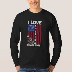 Frauen 64. Geburtstag Ich Liebe Amerika Seit 1958 T-Shirt