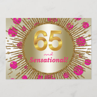 Frauen 65. Geburtstagsparty Fuchsia Pink Gold Einladung