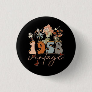Frauen 65 Jahre alt Vintag 1958 65. Geburtstag T-S Button