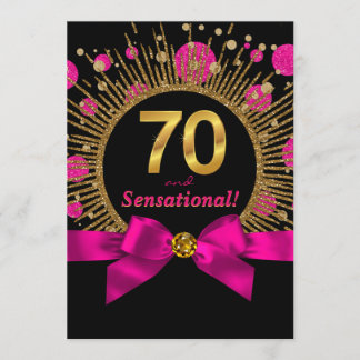 Frauen 70. Geburtstagsparty Fuchsia und Gold Einladung