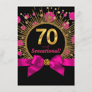 Frauen 70. Geburtstagsparty Hot Pink und Gold Einladung