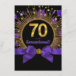 Frauen 70. Geburtstagsparty Lila und Gold Einladung