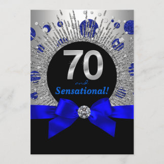 Frauen 70. Geburtstagsparty Royal Blue and Silver Einladung