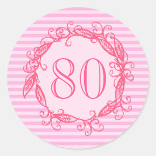 Frauen 80. Geburtstag Schöne rosa Wirbel Runder Aufkleber