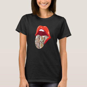 Frauen 80er 90er Snake Print Kiss Mouth Lips Vinta T-Shirt