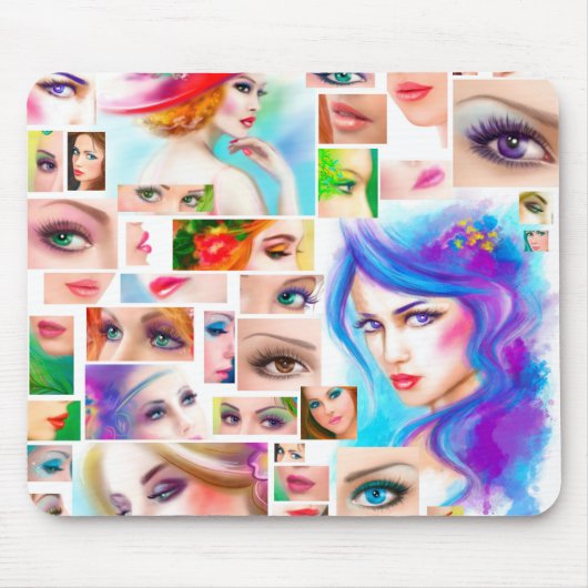 Frauen abstrakte Collage Mousepad (Vorne)