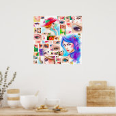 Frauen abstrakte Collage Poster (Küche)