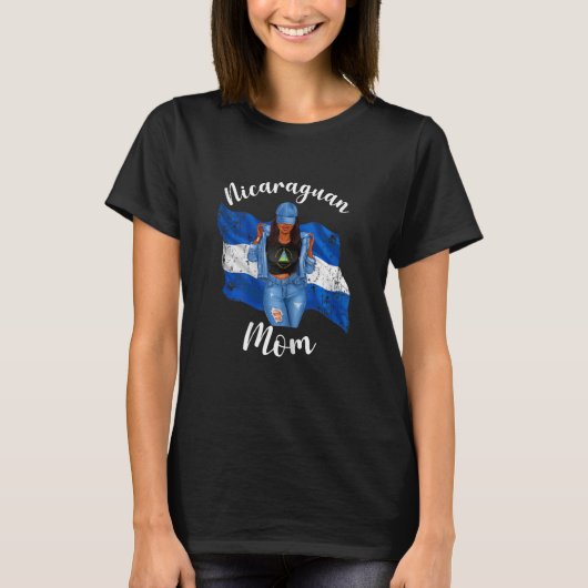 Frauen afrikanischer nicaraguanischer Mama Schwarz T-Shirt (Vorderseite)
