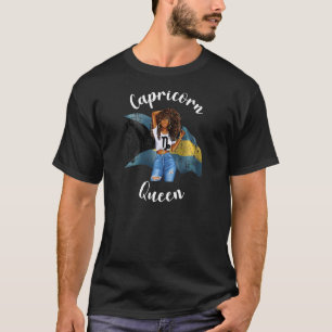 Frauen Afro Bahama Steinbock Königin Schwarz Fraue T-Shirt