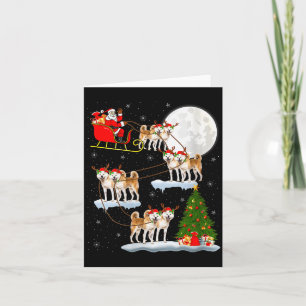 Frauen Akita Hund Weihnachtsmann Schlitten Fliegen Karte