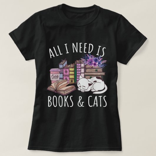 Frauen Alles, was ich brauche, sind Bücher und Kat T-Shirt (Design vorne)