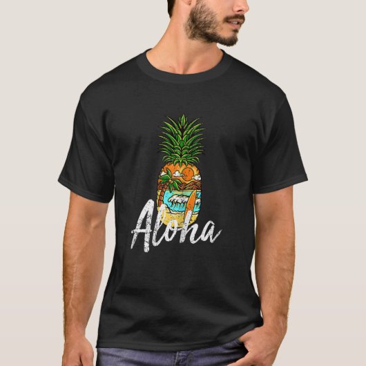 Frauen Aloha Pineaple Beach Graphic Vest C T-Shirt (Vorderseite)