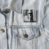 Frauen als Mann mit Fahrrad verkleidet Button (Beispiel)