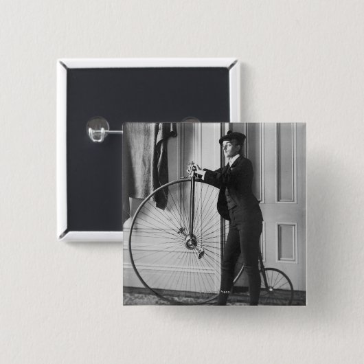 Frauen als Mann mit Fahrrad verkleidet Button (Vorne & Hinten)