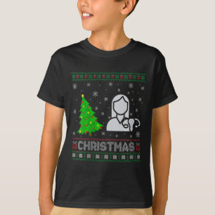 Frauen als Nurse Weihnachtsbaum leuchten hässlich T-Shirt