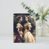 Frauen am Viktorianischen Steampunk-Bahnhof Postkarte (Stehend Vorderseite)