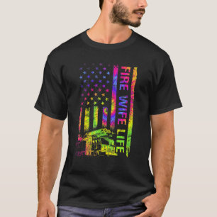 Frauen Amerikanischer Flaggenfeuer Ehefrau Life Fe T-Shirt