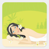 Frauen an einem Wellness-Center Quadratischer Aufkleber (Vorderseite)