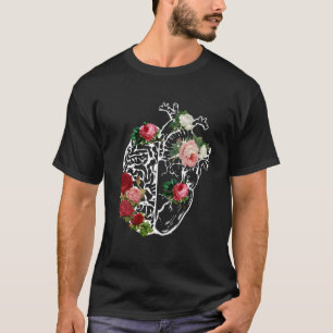 Frauen Anatomisches Herz_Gehirn Blume Florals Anat T-Shirt