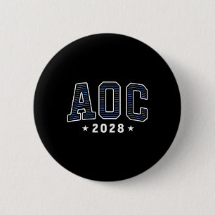 Frauen Aoc 2028 Einfache Preppy Varsity V-neck Button