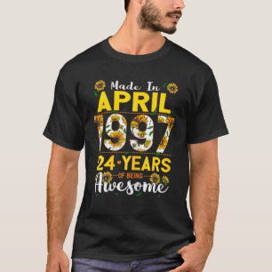 Frauen April Mädchen 24. Geburtstag 24 Jahre alt M T-Shirt