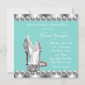 Frauen Aquamarin Blue Birthday Party Einladung (Rückseite)
