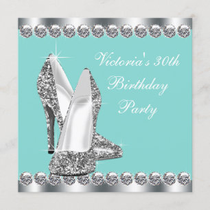 Frauen Aquamarin Blue Birthday Party Einladung