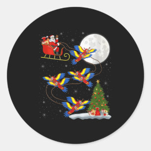 Frauen Ara Papageien Weihnachtsmann Schlitten Flie Runder Aufkleber