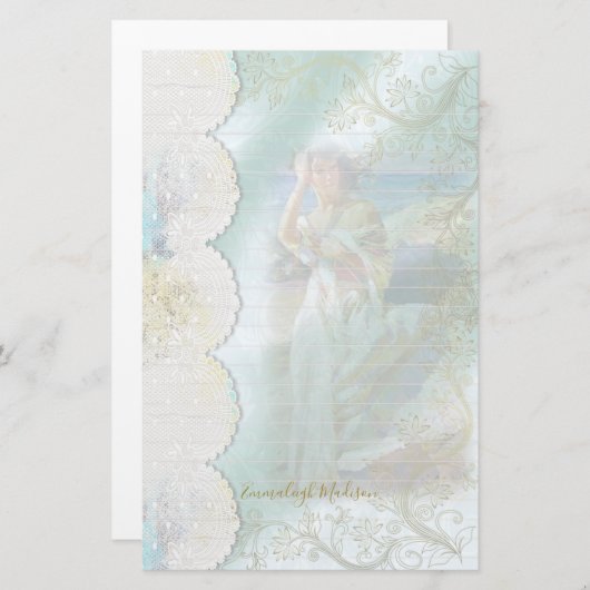 Frauen auf dem Felsen in Ocean Imitats mit Spitzen Briefpapier (Vorne/Hinten)