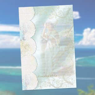 Frauen auf dem Felsen in Ocean Imitats mit Spitzen Briefpapier