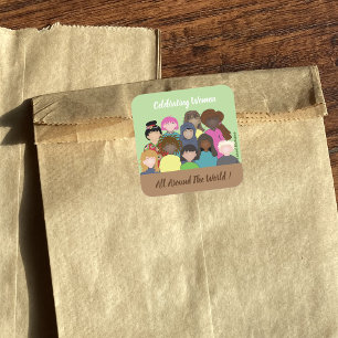 Frauen auf der ganzen Welt feiern Quadratischer Aufkleber